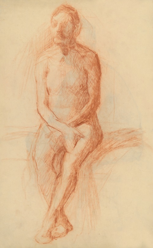 Sitting male nude by Elemír Halász Hradil Artvee