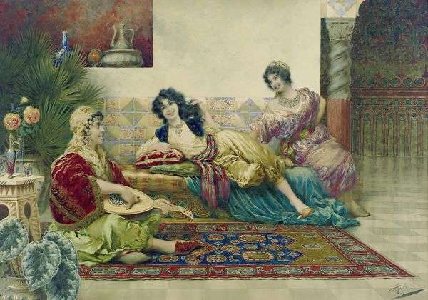 Idle Hours In The Harem by Giuseppe Aureli - Artvee