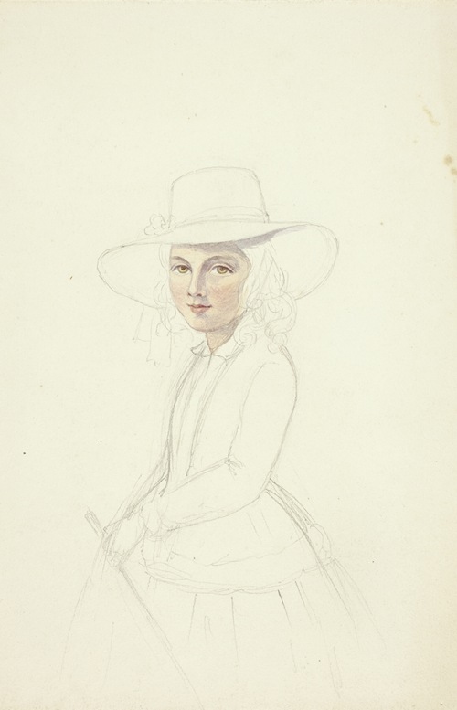 Portrait of Young Girl with Hat and Crop by Elizabeth Murray - Artvee