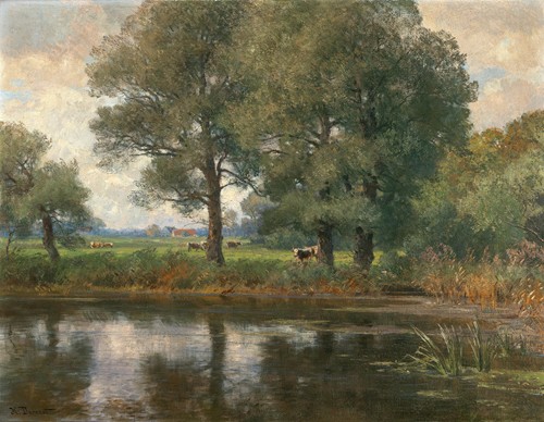 On the Banks of the Amper River by Hugo Darnaut - Artvee