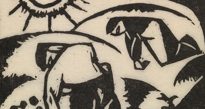 Portfolio with 15 wood and linocuts